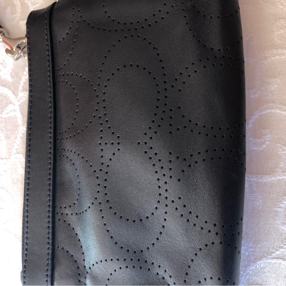 Coach black leather wristlet